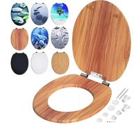 CASARIA® Siège de WC Bois système d'abaissement automatique MDF abattant standard salle de bain lunette couvercle toilette