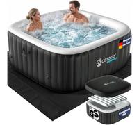 Casaria Spa Gonflable carré 4 Places 165x165cm avec 100 duses Intérieur et extérieur Chauffage jusqu'à 42°C Filtration et Couverture Isolante