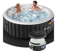 Casaria Spa Gonflable Rond 6 Places Ø200cm avec 140 duses Intérieur et extérieur Chauffage jusqu'à 42°C Filtration et Couverture Isolante