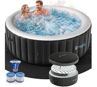CASARIA® Spa gonflable rond 6 places Ø200cm avec 140 duses Intérieur et extérieur Eau max 42°C Filtration et couverture isolante
