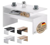 Casaria® Table Basse Blanche Moderne - Table De Salon Rectangulaire avec Surfaces Généreuses, Charge 50 Kg, 95x55x50cm - Meuble de Rangement Salon Facile d'entretien