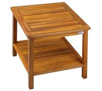 Casaria Table Basse de Jardin Washington en Bois d'acacia 45 x 45 cm Table d'appoint 2 Niveaux intérieur extérieur