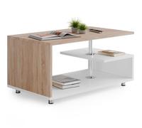 Casaria® Table Basse Design 95x55x50cm Blanc chêne Table de Salon rectangulaire Moderne 50kg avec Plusieurs Niveaux de Rangement