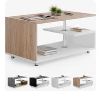 Casaria® Table Basse Design 95x55x50cm Blanc chêne Table de Salon rectangulaire Moderne 50kg avec Plusieurs Niveaux de Rangement