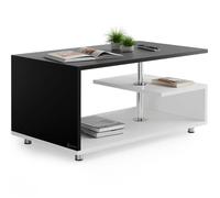 Casaria® Table Basse Design 95x55x50cm Blanc Noir Table de Salon rectangulaire Moderne 50kg avec Plusieurs Niveaux de Rangement