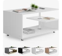 Casaria® Table Basse Design 95x55x50cm Blanc Table de Salon rectangulaire Moderne 50kg avec Plusieurs Niveaux de Rangement