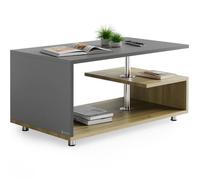 Casaria® Table Basse Design 95x55x50cm Bois Gris Table de Salon rectangulaire Moderne 50kg avec Plusieurs Niveaux de Rangement
