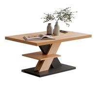 CASARIA® Table basse gris chêne 90x60x45cm Table de salon 50kg Table basse moderne design Rangement intérieur