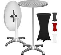 Casaria® Table Basse Mange Debout Aluminium - Table à Manger et Meuble Cuisine - Hauteur Réglable 70-115 cm, Plateau Pliable 60 cm, 4 Pieds Stables, Résistante aux Intempéries, Housse Noire Incluse