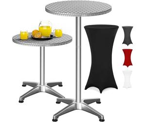Casaria® Table Basse Mange Debout Aluminium - Table à Manger et Meuble Cuisine - Hauteur Réglable 70-115 cm, Grand Plateau 60 cm, 4 Pieds Stables, Résistante aux Intempéries, Housse Noire Incluse