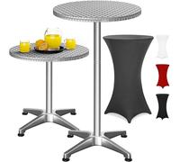 Casaria® Table Basse Mange Debout Aluminium - Table à Manger Meuble Cuisine - Hauteur Réglable 70-115 cm, Grand Plateau 60 cm, 4 Pieds Stables, Résistante aux Intempéries, Housse Anthracite Incluse
