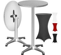 Casaria® Table Basse Mange Debout Aluminium - Table à Manger Meuble Cuisine - Hauteur Réglable 70-115 cm, Plateau Pliable 60 cm, 4 Pieds Stables, Résistante aux Intempéries, Housse Anthracite Incluse