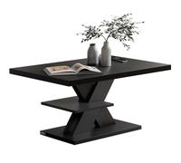 CASARIA® Table basse noire 90x60x45cm Table de salon 50kg Table basse moderne design Rangement intérieur