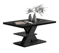 Casaria® Table Basse Noire 90x60x45cm Table de Salon 50kg Table Basse Moderne Design Rangement intérieur