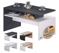 CASARIA® Table basse rectangulaire blanc noir 92x51x48cm Table de salon 50kg Table basse moderne Rangement intérieur