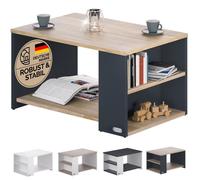 CASARIA® Table basse rectangulaire bois gris 90x59x48 cm Table de salon 50kg Table basse moderne design avec rangement