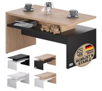 CASARIA® Table basse rectangulaire bois gris 92x51x48cm Table de salon 50kg Table basse moderne Rangement intérieur