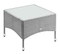 Casaria® Table d'appoint en polyrotin Gris 58x58x42cm Table Basse de Jardin carrée avec Plaque en Verre Petite Table extérieur