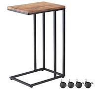 Casaria Table d'appoint Bout de canapé avec roulettes Cadre en métal Noir Desserte de lit Support Ordinateur Portable