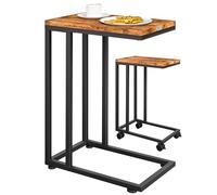 Casaria® Table d'appoint Bout de canapé avec roulettes Cadre en métal Noir Desserte de lit Support Ordinateur Portable pour Salon Bureau Chambre