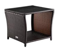 Casaria Table d'appoint en polyrotin Brun plateau de table en WPC 45x45x40cm table jardin balcon réglable en hauteur