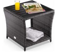 Casaria Table d'appoint en polyrotin Gris plateau de table en WPC 45x45x40cm table jardin balcon réglable en hauteur