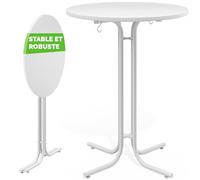 Casaria® Table de Bar Blanche Ronde Ø70 cm Pliable Haute de 110 cm Plateau de Table en MDF Mange Debout Table d'appoint