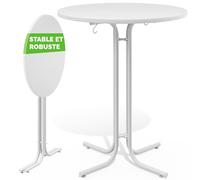 Casaria Table de Bar Blanche 80 cm