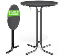 CASARIA® Table de bar grise ronde Ø70 cm pliable haute de 110 cm plateau de table en MDF mange debout table d‘appoint