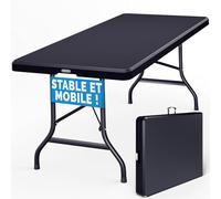 Casaria Table de Camping Pliante en Plastique | Table de Jardin 8 Personnes, 183x75x73cm, intérieur ou extérieur, Anthracite, avec poignée de transport, Format compact