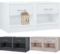 CASARIA® Table de chevet 2 pièces Blanc avec tiroir 41x 39x 28cm Bois Tablette Moderne Chambre à coucher Lit Table de chevet Table d'appoint Table de nuit