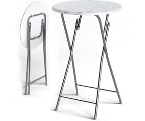 CASARIA Table de Cocktail Ronde Aspect marbre 2X | robuste mange debout table bar mariage évènements, hauteur 110 cm, surface de la table Ø 78 cm, bois massif, Matériaux bois