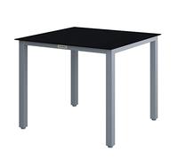 Casaria Table de Jardin Aluminium 4 Personnes 87x87x73cm Argent/Noir réglable Hauteur Verre de sécurité 5mm Table à Manger terrasse