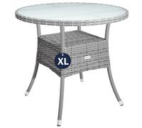 Casaria® Table de Jardin en polyrotin Gris 80 cm résistant aux intempéries Rond Extérieur Petit Terrasse Balcon Table d'appoint