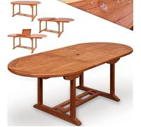 CASARIA® Table De Jardin Extensible 200 cm en Bois D'eucalyptus FSC® avec Trou Pour Parasol