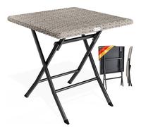 Casaria® Table de jardin pliable résistante aux intempéries - 65 x 65 cm - En polyrotin - Charge maximale : 60 kg - Table pliante pour terrasse, balcon, camping - Crème