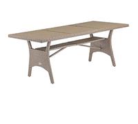 Casaria Table de Jardin polyrotin Crème 190x90x74 cm Plateau en Bois WPC Hauteur réglable résistant aux intempéries