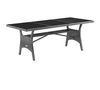 Casaria Table de Jardin polyrotin Gris 190x90x74 cm Plateau en Bois WPC Hauteur réglable résistant aux intempéries