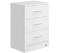 Casaria Table de Nuit Blanc 3 tiroirs 54x39x28cm Table de Chevet pour Chambre à Coucher Petit Meuble intérieur Rangement