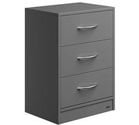 Casaria Table de Nuit Gris 3 tiroirs 54x39x28cm Table de Chevet pour Chambre à Coucher Petit Meuble intérieur Rangement
