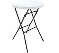 Casaria® Table Haute de Bar Pliante Mange-Debout Ø 72 cm Blanc Hauteur 110 cm Table de bistrot Jardin extérieur