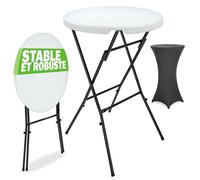 Casaria® Table Haute Pliable avec Housse Anthracite réutilisable Infroissable Mange Debout 110 cm Bar bistrot Jardin Cocktail