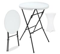 Casaria® Table Haute Pliable avec Housse Blanche réutilisable Infroissable Mange Debout 110 cm Bar bistrot Jardin Cocktail