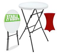 Casaria® Table Haute Pliable avec Housse Bordeaux-Rouge réutilisable Infroissable Mange Debout 110 cm Bar bistrot Jardin Cocktail