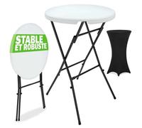 Casaria® Table Haute Pliable avec Housse Noire réutilisable Infroissable Mange Debout 110 cm Bar bistrot Jardin Cocktail