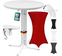 Casaria® Table Haute Pliable Blanche avec Housse Bordeaux-Rouge Mange Debout 110 cm Bar bistrot Jardin 2 Crochets Inclus