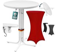 Casaria® Table Haute Pliable Blanche avec Housse Bordeaux-Rouge Mange Debout 110 cm Bar bistrot Jardin 2 Crochets Inclus