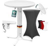 Casaria® Table Haute Pliable Blanche avec Housse Grise Mange Debout 110 cm Bar bistrot Jardin 2 Crochets Inclus