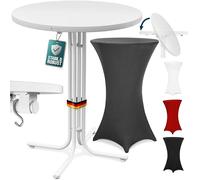 Casaria® Table Haute Pliable Blanche avec Housse Grise Mange Debout 110 cm Bar bistrot Jardin 2 Crochets Inclus