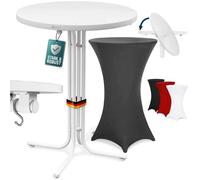 Casaria® Table Haute Pliable Blanche avec Housse Grise Mange Debout 110 cm Bar bistrot Jardin 2 Crochets Inclus